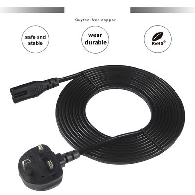 1.8M Zwart 0,75mm BS Standard Plug UK 3 Pin naar IEC C7 AC Power Cord met aangepaste lengte