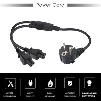 Schuko naar 2x C5 netsnoer 0,75mm PVC 220V Binnen gebruik