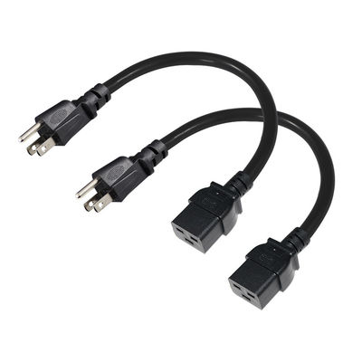 3 pin Sjt met kabel Sjtw Iec 320 C19 naar Nema 5-15p 3pin Lock Ac Extension 5ft 6ft
