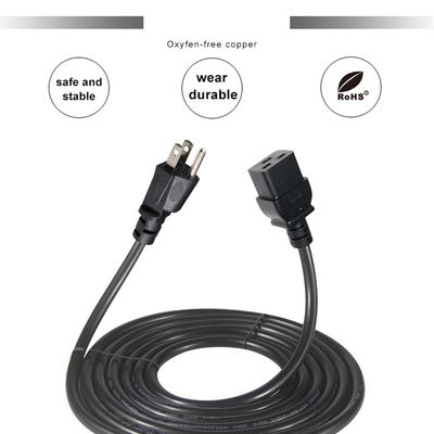 3 pin Sjt met kabel Sjtw Iec 320 C19 naar Nema 5-15p 3pin Lock Ac Extension 5ft 6ft