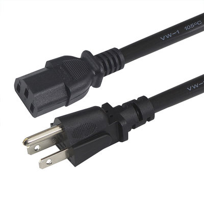 Op maat gemaakte lengte 1m elektrisch stroomkabel 60w 3 pin laptop stroomkabel