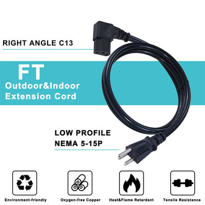 US Ac 14 Awg Heavy Duty Black Nema 515P tot Iec320 C13 3 Ft Huishoudelijk apparaat