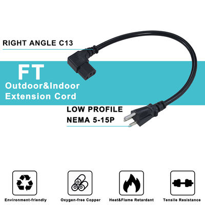 US Ac 14 Awg Heavy Duty Black Nema 515P tot Iec320 C13 3 Ft Huishoudelijk apparaat