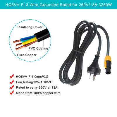 PowerCON True1 Male tot AU 3Pin Plug nac3fca SAA Extension Cord 1.5MM Heavy Duty Cable