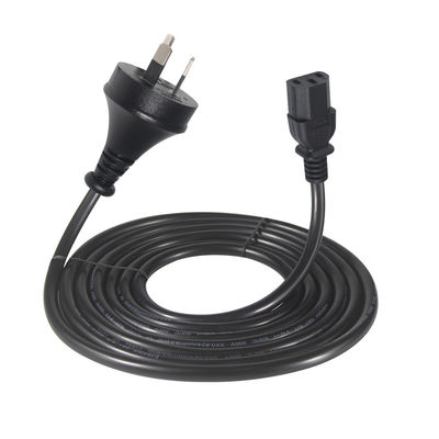 SAA gecertificeerde AU 2-pin aansluiting op IEC C13 stroomkabel, 250V 10A H05VV-F 3x0.75mm2 Puur koper voor pc/server/huishoudelijk apparaat