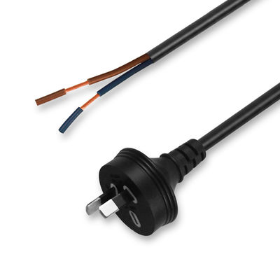 SAA-gecertificeerde AU 2-pin aansluiting op ontstoken en geblokkeerd stroomkoord H03VV-F 2x0.75mm2 PVC-jas Naakte koperen geleider voor huishoudelijk apparaat / industrieel gebruik