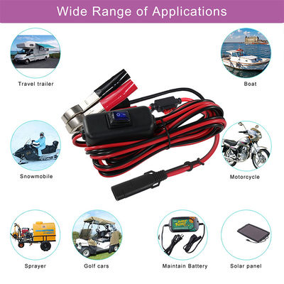 Sae oplaaddraad verlengkabel met 12v aan en uit schakelaar 14awg naar alligator clip 2pin snelle batterij accu klemmen
