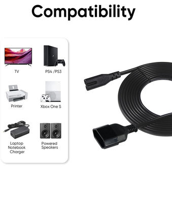 EU Schuko to IEC C7 Heavy Duty Power Cord Straight 2-Prong Plug for Office Electronics Laptops & Printers