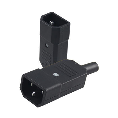 Hoge stroom 3-prong IEC 60320 C14 Power Connector Cord met V0 Flame Retardant voor Server Racks/Computer Power Cables 10A 250V 105°C