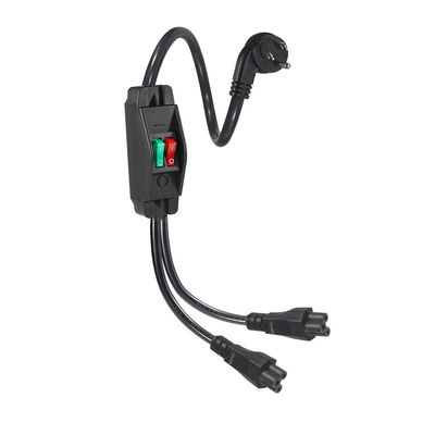 Premium Heavy Duty Right Angle NEMA 5-15P tot Dual IEC C5 Power Splitter met schakelaar voor Home Office Electronics 125V 10A