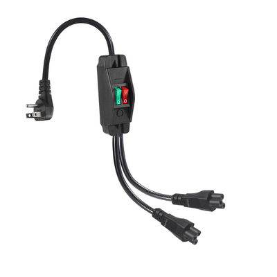 Premium Heavy Duty Right Angle NEMA 5-15P tot Dual IEC C5 Power Splitter met schakelaar voor Home Office Electronics 125V 10A