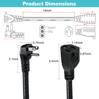 14 AWG SPT-3 Flat Wire Power Cord NEMA 5-15P tot 5-15R Straight Blade Plug 15A 125V Flexible Cable voor industrieel/thuisgebruik