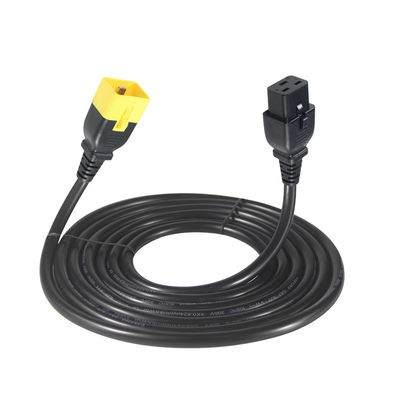 Vergrendeling C19-C20 verlengstroomkabel 16A 250V voor serverracks/buitenmachines met 16AWG-draad
