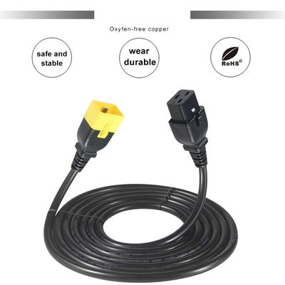 Vergrendeling C19-C20 verlengstroomkabel 16A 250V voor serverracks/buitenmachines met 16AWG-draad