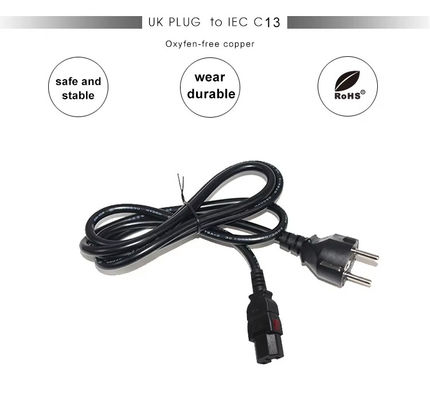 Gecertificeerd EU 2Pin tot C15 Power Cord 10A 250V met VDE/CE Safety for Home Appliance & Server Rack (1.2M Heavy Duty)
