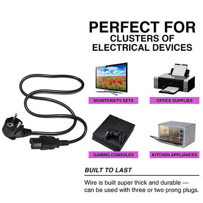 Gecertificeerd EU 2Pin tot C15 Power Cord 10A 250V met VDE/CE Safety for Home Appliance & Server Rack (1.2M Heavy Duty)