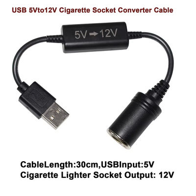 5V tot 12V USB-Auto Adapter Cable Step Up Converter Cable met Cigarette Lighter Socket, voor telefoon GPS Dash Cam, 24W veilig opladen
