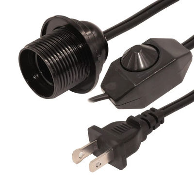Duurzame vlamvertragende stekkeradapterkabel met E26 gloeilampstop en inline dimmerschakelaar, NEMA 1-15P naar E26-omvormer