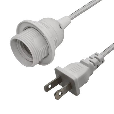 Duurzame vlamvertragende stekkeradapterkabel met E26 gloeilampstop en inline dimmerschakelaar, NEMA 1-15P naar E26-omvormer