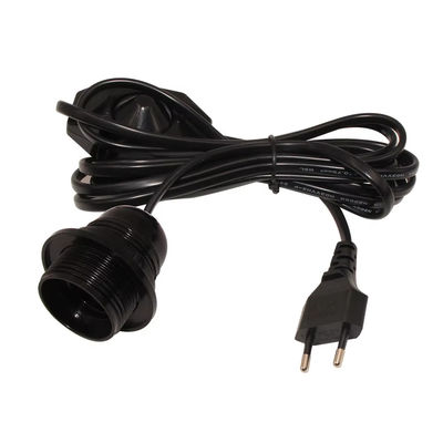 Verstelbare EU-plug E26 lamphouderkabel met roterende dimmerknop voor huisverlichting, 250V 4A CE-gecertificeerd (zwart)