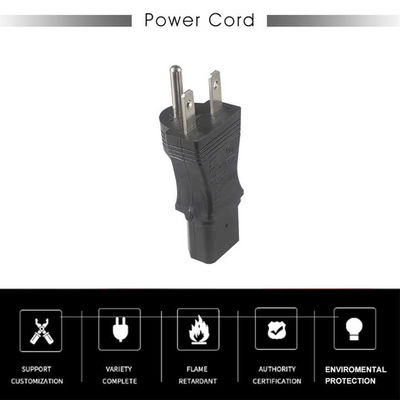 Industrial Grade NEMA 5-15P tot IEC 320 C13 Power Adapter Plug voor Server Rack/Data Center met 125V 15A High Current & Fireproof Housing (UL Standard Compliant)