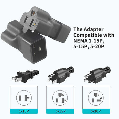 NEMA 5-15R tot IEC 320 C20 Converter Plug Adapter voor datacentrum/industrieel gebruik, 250V 15A Duurzame voedingsconnector