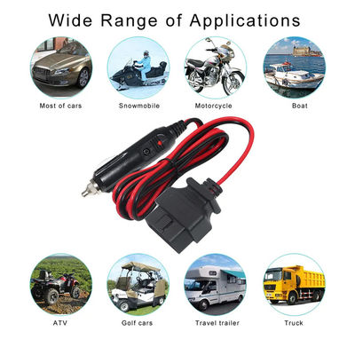 Universal Car Cigar Lighter to OBD2 Diagnostic Cable for Vehicle Scanner with 16ft 12V-24V Safety Certified
