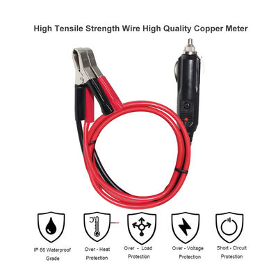 12V/24V Cigarette Lighter to Battery Clips Adapter Cable for Car Emergency Power Supply Solar Charger Portable Device 16AWG