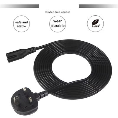 UK to C7 Power Cord Cable 1.5M 250V 2.5A 18AWG Flexible PVC voor Nintendo Switch/Speakers/Laptop Power Supply Adapter