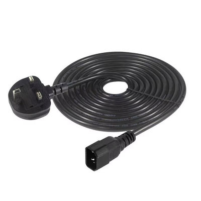 UK to C14 Power Cord 1.2M 250V 10A 16AWG Shielded Cable voor UPS/Server Rack/Medical Device (IP67/RoHS/BS1363)