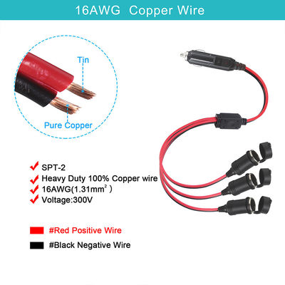 12V 24V auto sigarettenanker splitter met 3 stopcontacten en schakelaars