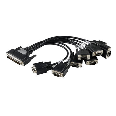 DB-62 Male to 7x DB-9 Male Breakout Cable voor industriële seriële communicatie, RS232/RS485 Splitter - 1,2 m zwart
