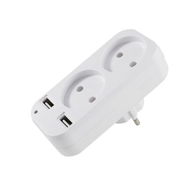 Europese standaard Dual AC Outlet Plug Adapter met 2 USB-oplaadpoorten 250V 10A Wandmontage Power Converter