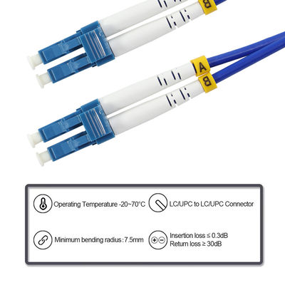 LC-LC-optische vezelpatchkabel - enkelmodus- of multimode-duplexjumper voor telecom-, datacenter- en FTTx-toepassingen