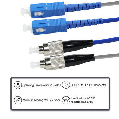 SC tot FC-optische vezelpatchkabel - Single-mode of Multimode Jumper voor FTTH, ODF, Telecom, Data Center-toepassingen