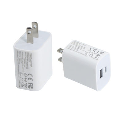 US 2-Pin 20W Dual-Port USB Wall Charger Type-C & USB-A Fast Charging Power Adapter voor telefoon, tablet, camera