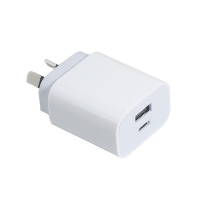 AU 2-Pin 20W Dual-Port Wall Charger ¢ USB-C & USB-A Fast Charging Power Adapter voor telefoon, tablet, camera, reisgebruik