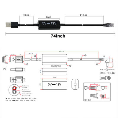 USB naar RJ45 Ethernet Power Injector Kabel 5V tot 12V Step-Up Converter voor IP Camera, Router, Mini POE-apparaat