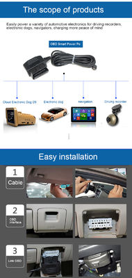 OBD2 naar DC 5.5x2.1mm stroomkabel voor Dash Cam- ACC/Parking Mode Hardwire Adapter met Smart Voltage Cut-Off voor 12V Car DVR