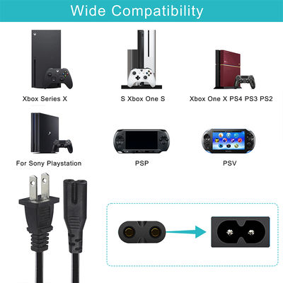 NEMA 1-15P tot en met IEC C7 stroomkabel -Flat Plug to Figure-8 Connector Cable voor laptop, DVD-speler, gameconsole, kleine apparaten