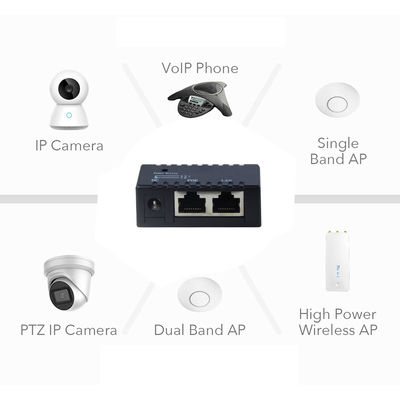 Actieve PoE Injector - 48V Power Over Ethernet Adapter IEEE 802.3af/at Compatibel voor IP Camera, Draadloze AP, VoIP Telefoons