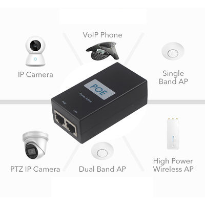 Desktop Active PoE Injector -48V Power Over Ethernet Adapter IEEE 802.3af/at voor IP-camera's, draadloze AP, VoIP-telefoons
