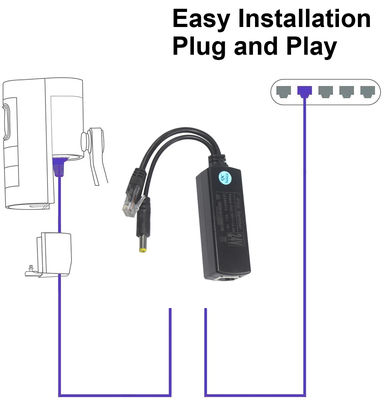 PoE-splitter met DC-uitgang - 48V tot 12V/9V/5V Step Down Power Over Ethernet Converter voor IP-camera, Raspberry Pi, Access Point