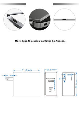 US Plug 2-Port Wall Charger ¥ 45W Fast Charging Adapter met USB-C en USB-A-uitgang voor telefoon, tablet, laptop, thuis en reizen