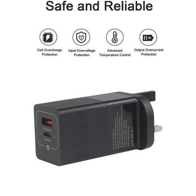US Plug 65W USB Wall Charger    Dual-Port Adapter met USB-C & USB-A-Uitgang voor Laptop, telefoon, tablet, reizen opladen (100   240V Input)