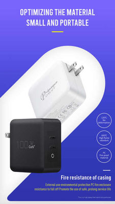 US Plug 100W Dual USB-C Wall Charger 2 poort snelladaptore voor laptop, tablet, telefoon, type-C apparaten (100240V input)