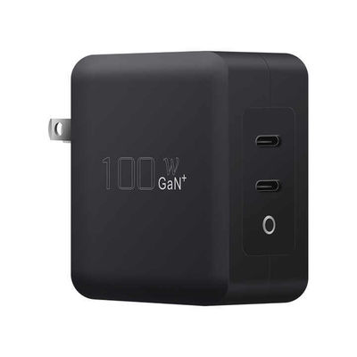 US Plug 100W Dual USB-C Wall Charger 2 poort snelladaptore voor laptop, tablet, telefoon, type-C apparaten (100240V input)