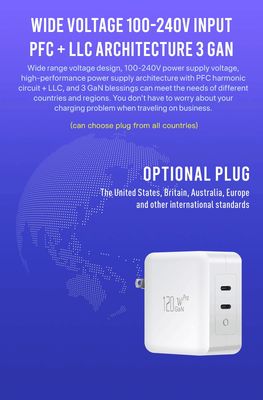 US 2-pin wandoplader met één USB-C-poort, 140W high-speed output, snellaad adapter voor laptop/mobiele
