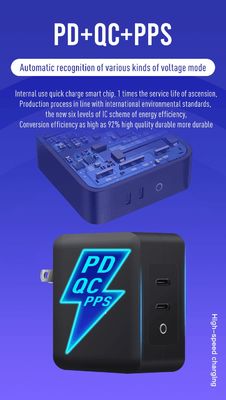 US 2-pin wandoplader met één USB-C-poort, 140W high-speed output, snellaad adapter voor laptop/mobiele