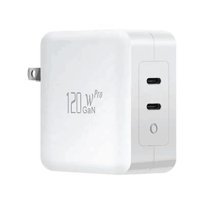 Dual USB-C GaN PD-oplader van 120 W met US 2-Pin plug